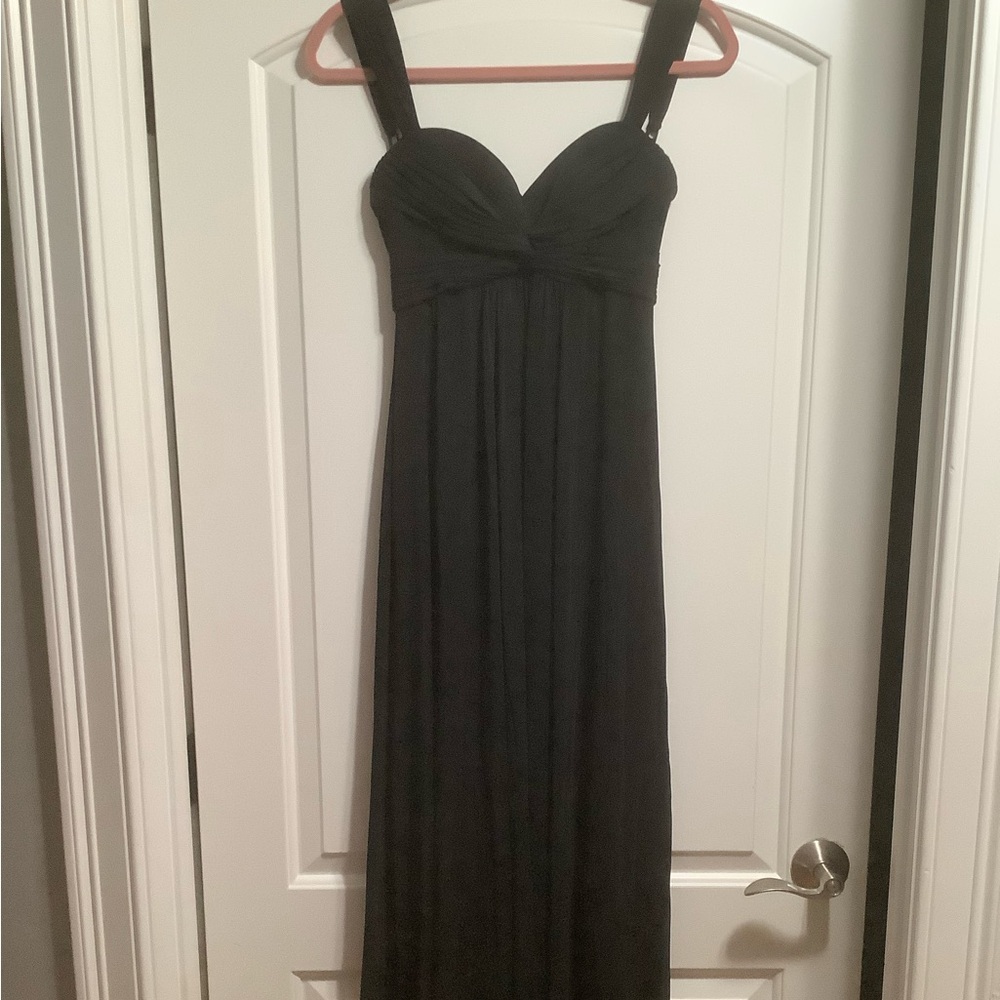 BGBG women’s black jersey twist front goddess empire gown XS